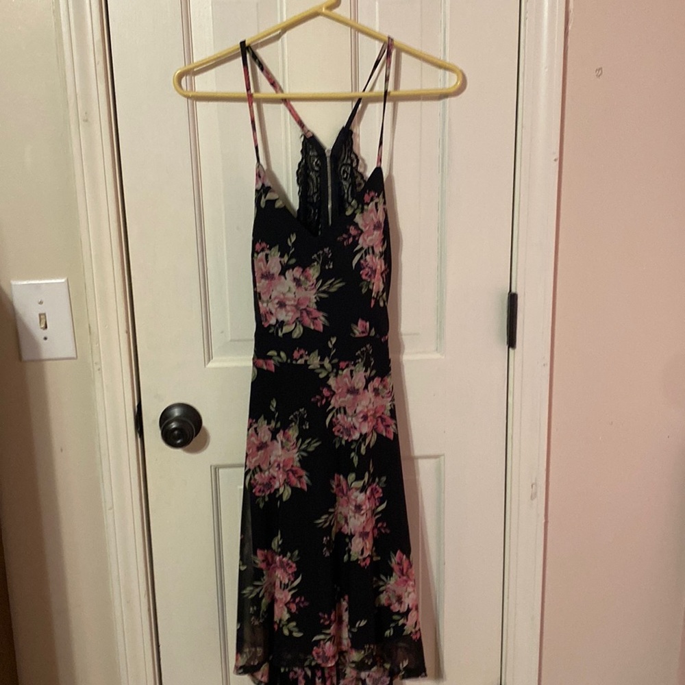 Almost Famous Black Floral Open Back Dress Size XL